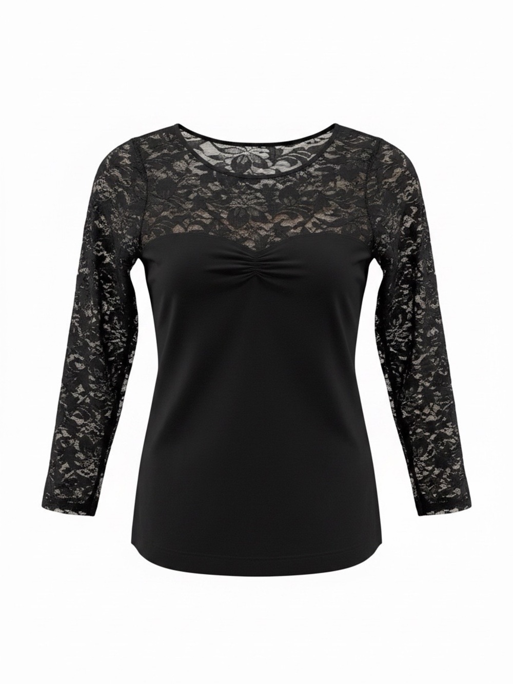 FP Movement by Free People Black Lace-Detail Long Sleeve top Sz XS/Sm NWOT